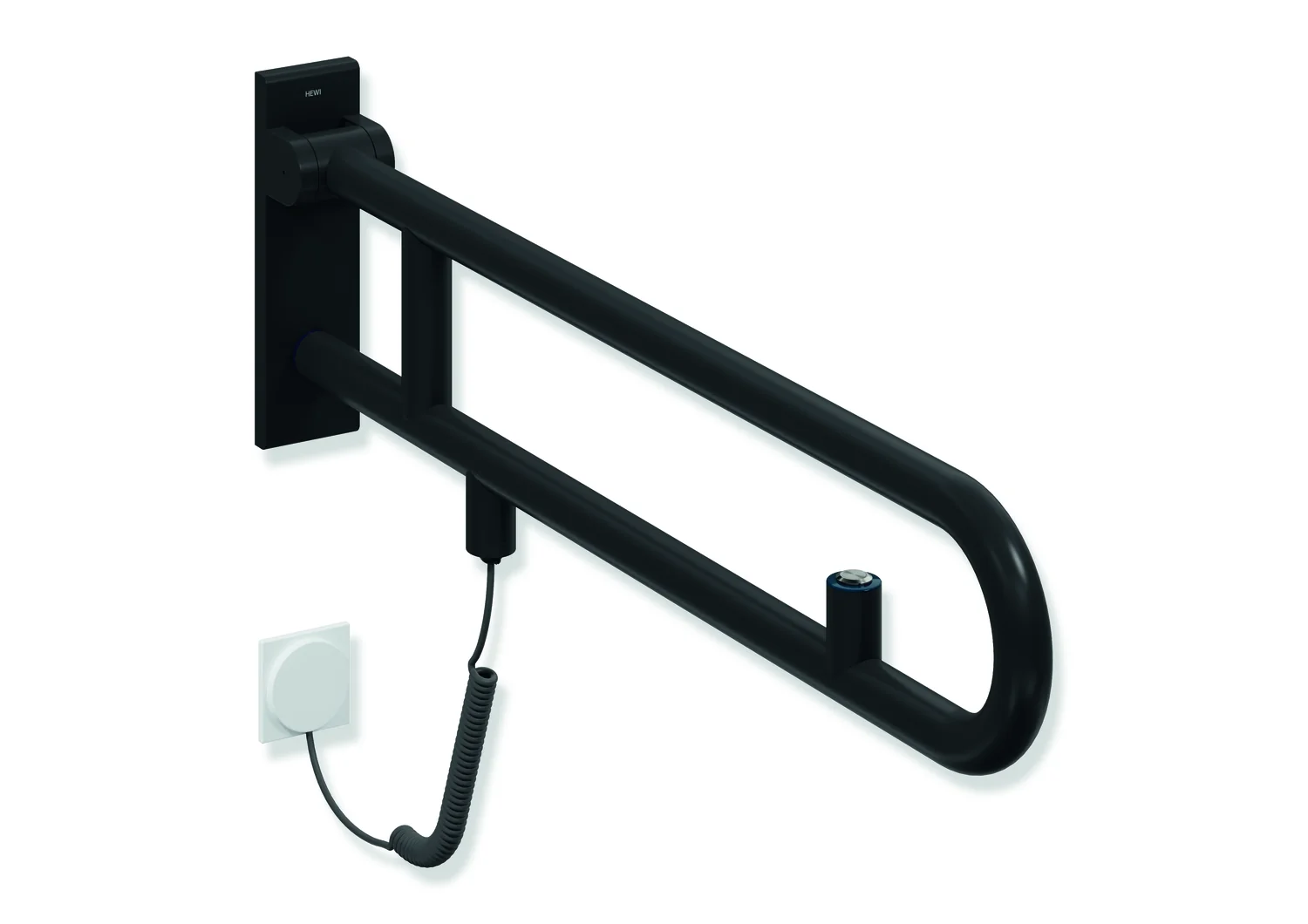 HEWI Stützklappgriff Serie 805 Classic, drehbar, Edelstahl pulverbeschichtet, Ausladung 850 mm, Schwarz tiefmatt HEWI Stützklappgriff Serie 805 Classic, drehbar, Edelstahl pulverbeschichtet, Ausladung 850 mm, Schwarz tiefmatt