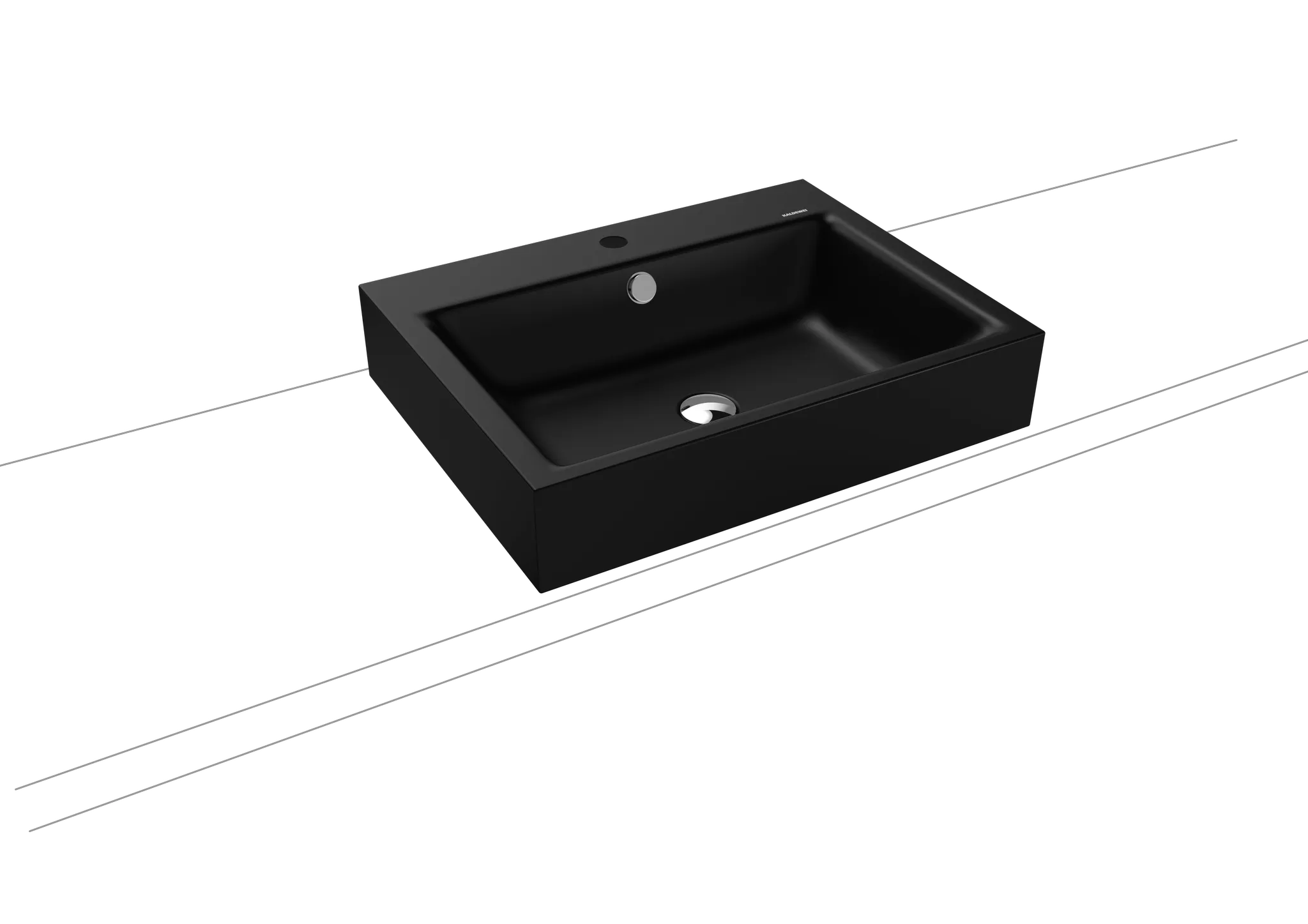 Aufsatzwaschtisch „Puro“ 60 × 46 cm, ohne Hahnlochbohrung in schwarz matt, mit Perl-Effekt