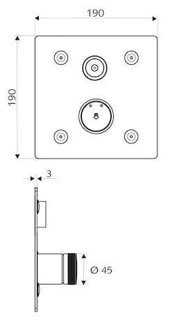 Unterputz-Dusche LINUS Basic D-C-M, Mischwasser, Frontplatte, IP65 (CVD-Touch-Elektronik), Frontplatte Edelstahl gebürstet