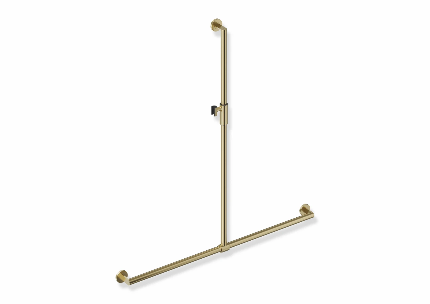 Duschhandlauf mit verschiebbarer Brausehalterstange, Edelstahl, PVD, mit magnetischem Brausehalter, senkrechte Länge 1250 mm, waagerechte Länge 1185 mm, D: 32 mm, in Farbe CK (messing glänzend)
