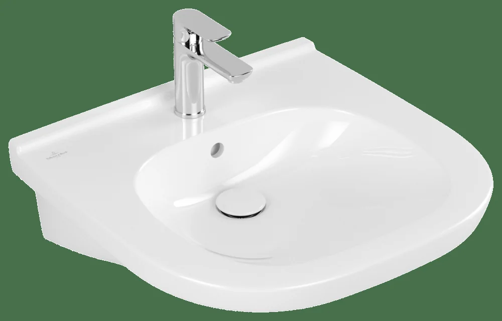 Villeroy & Boch ViCare Waschbecken Oval 555x540mm 1HL. mit ÜL. Weiß Alpin AntiBac CeramicPlus