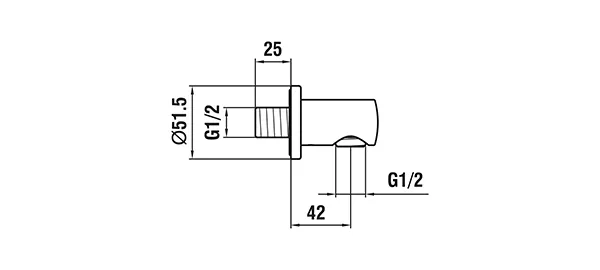 Anschlussbogen twin für Handbrause, Ausladung 42mm, PVD Gold, mit Rückflussverhinderer, runde Rosette, Vollmetall Anschlussbogen twin für Handbrause, Ausladung 42mm, PVD Gold, mit Rückflussverhinderer, runde Rosette, Vollmetall