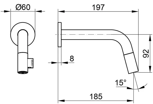 IXMO Wandauslaufventil UP für Wandmontage, rund Ausladung 185 mm / IXMO Soft verchromt IXMO Wandauslaufventil UP für Wandmontage, rund Ausladung 185 mm / IXMO Soft verchromt