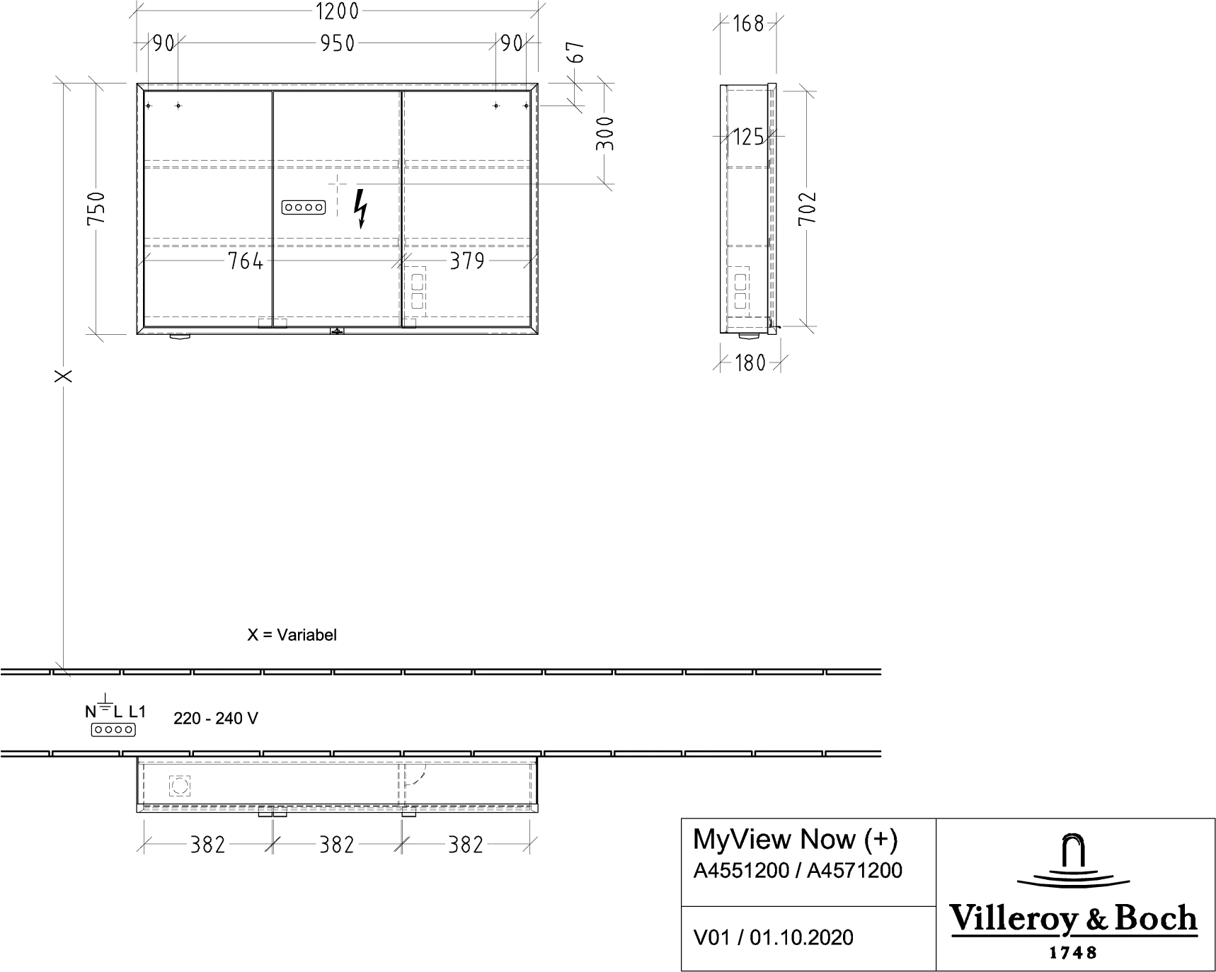 Villeroy & Boch Aufputz-Spiegelschrank My View Now, 1200x750 mm, glänzend, mit Beleuchtung und SoftClosing