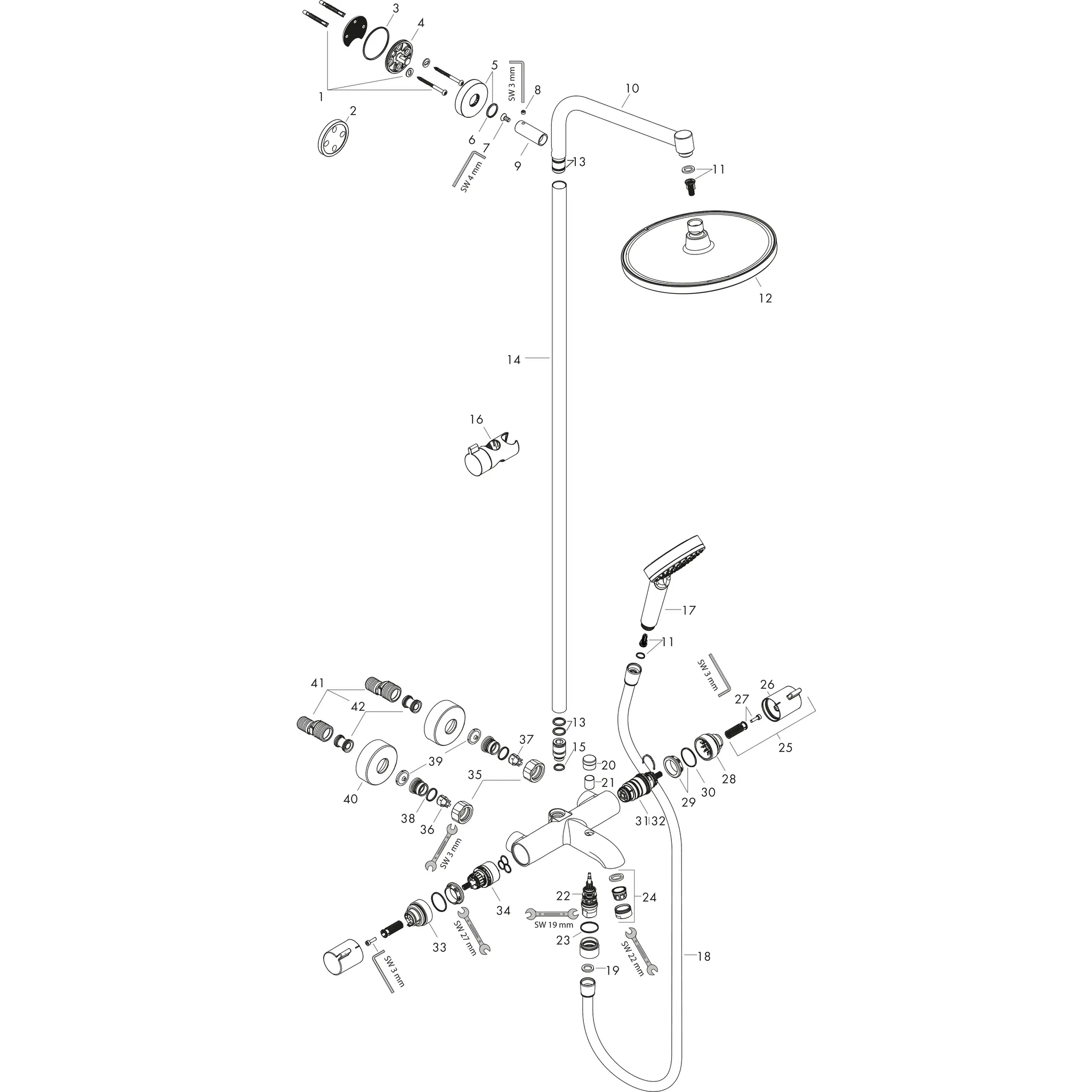 Showerpipe Crometta S 240 für Wanne chrom mit Thermostat