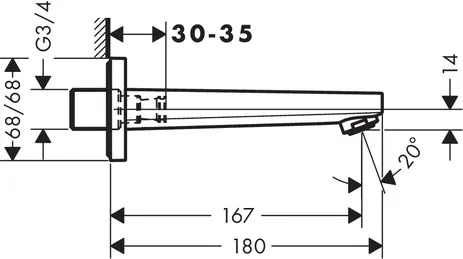 Wanneneinlauf Metropol 167mm chrom Wanneneinlauf Metropol 167mm chrom