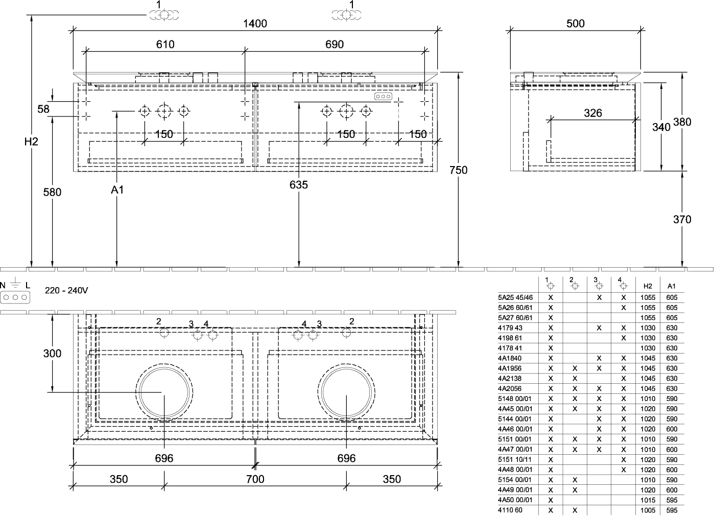 Villeroy & Boch Waschtischunterschrank „Legato“ für Schrankwaschtisch 1400 × 380 × 500 mm Weiß Matt, für links und rechts