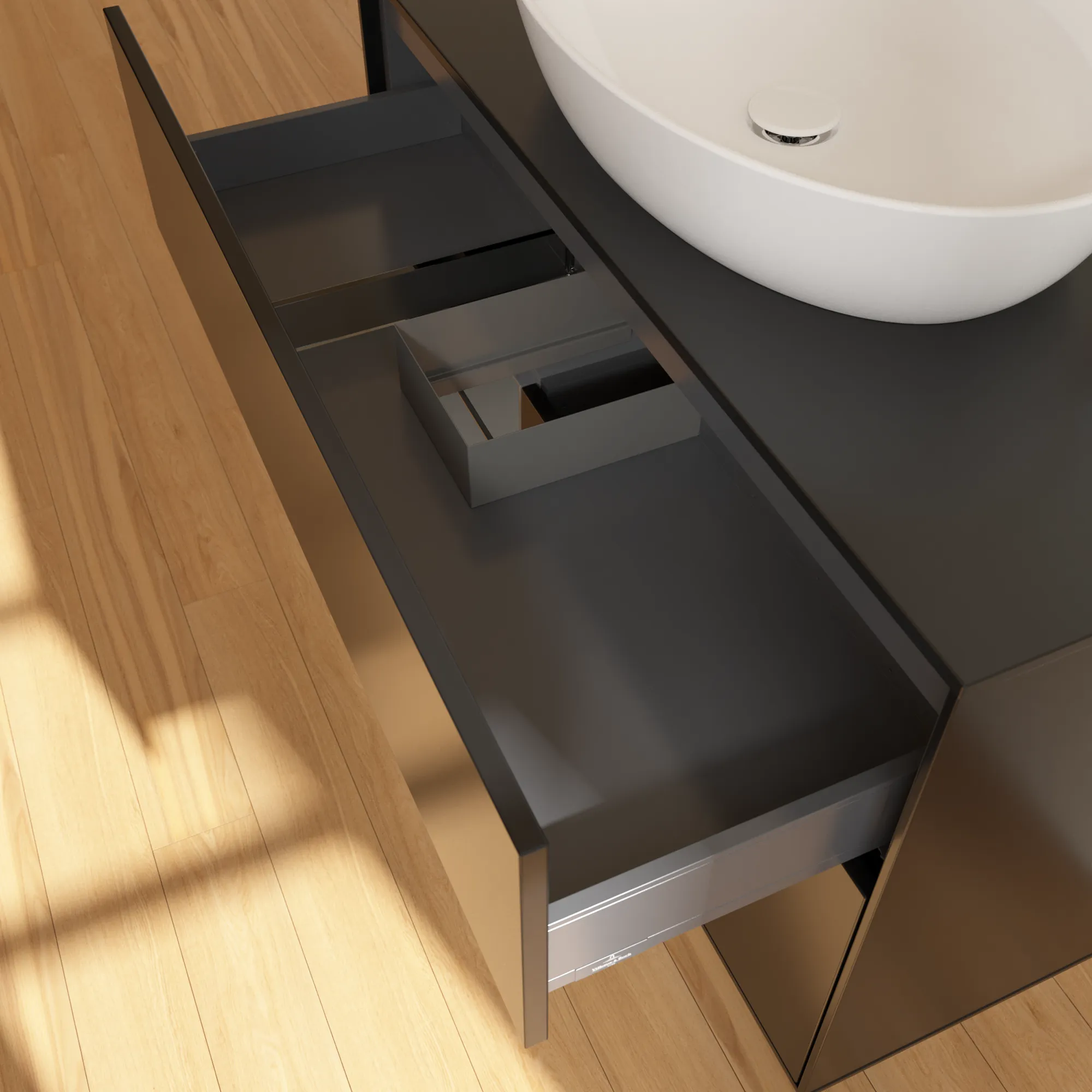 Villeroy & Boch Waschbeckenunterschrank Finion G89, 1000 x 603 x 501 mm, Black Matt Lacquer, mit Beleuchtung und Push-to-open Funktion Villeroy & Boch Waschbeckenunterschrank Finion G89, 1000 x 603 x 501 mm, Black Matt Lacquer, mit Beleuchtung und Push-to-open Funktion