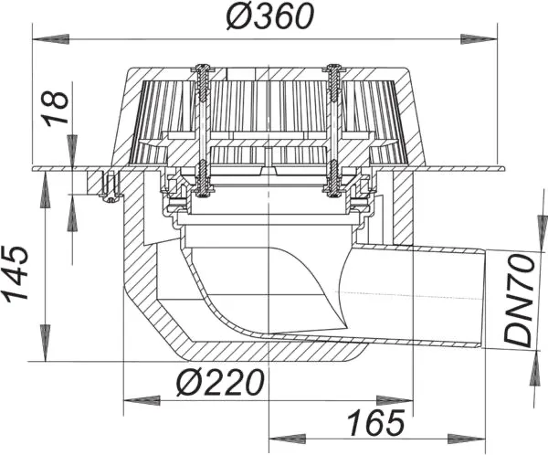 Dachablauf SuperDrain 64 PVC, DN 70