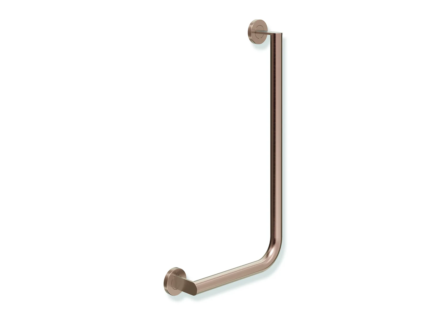 HEWI Winkelgriff System 900, Edelstahl PVD, Kupfer gebürstet, waagerecht 300 mm, senkrecht 600 mm, Durchmesser 32 mm, links HEWI Winkelgriff System 900, Edelstahl PVD, Kupfer gebürstet, waagerecht 300 mm, senkrecht 600 mm, Durchmesser 32 mm, links