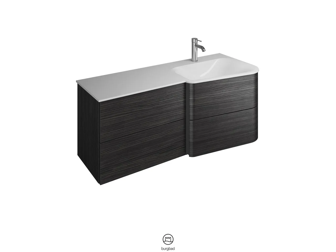 burgbad Badmöbelset „Badu“ Griffleiste, Schwarz, in Veloursgrau Softmatt burgbad Badmöbelset „Badu“ Griffleiste, Schwarz, in Veloursgrau Softmatt