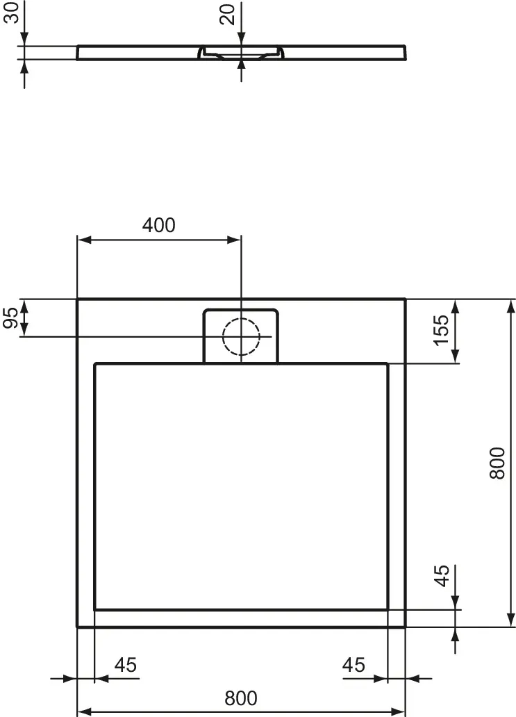 Ideal Standard Duschwanne „UltraFlatSi.life“ 80 × 80 cm in Carraraweiß