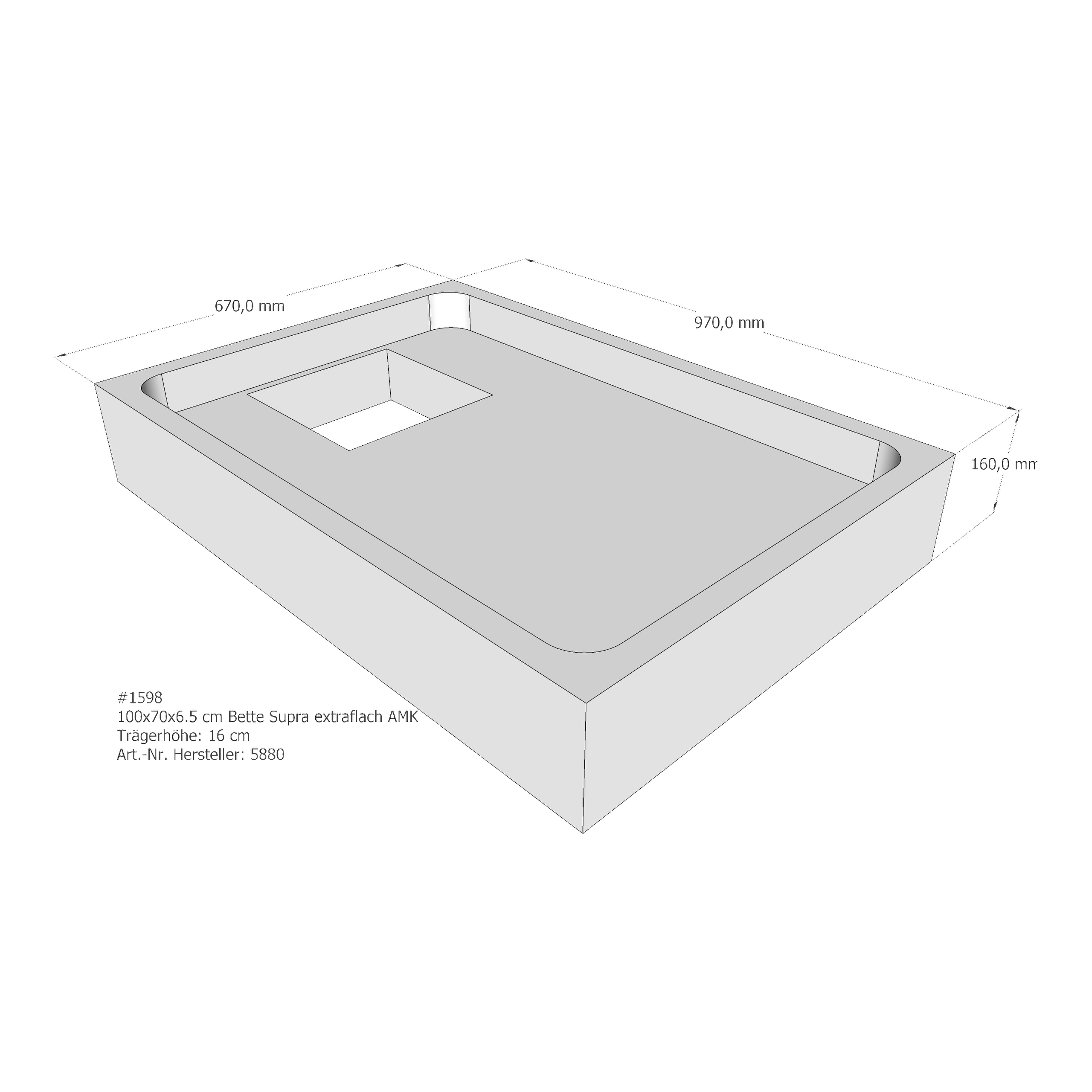 Duschwannenträger Bette BetteSupra (extraflach) 100x70x6,5 cm AMK210