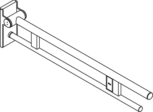 Stützklappgriff Duo, Design A des Systems 900, Edelstahl, PVD, Ausladung 900 mm, mit Funk-Spülauslösung, Ausführung links, in Farbe CK (messing glänzend) Stützklappgriff Duo, Design A des Systems 900, Edelstahl, PVD, Ausladung 900 mm, mit Funk-Spülauslösung, Ausführung links, in Farbe CK (messing glänzend)