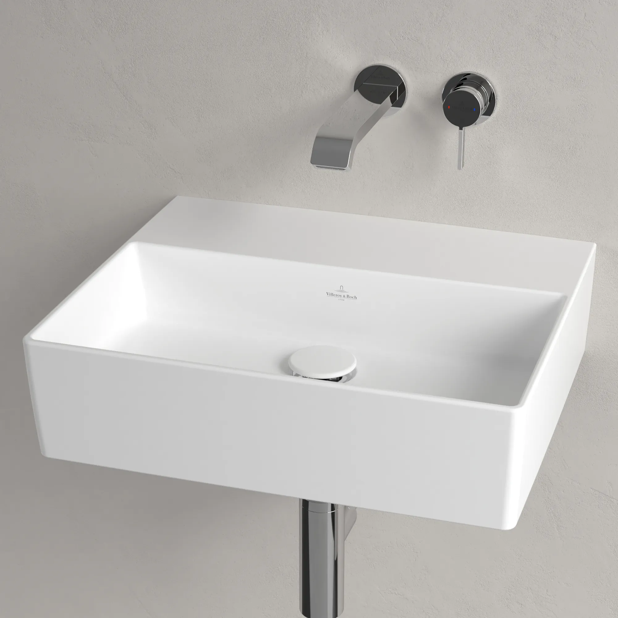 Villeroy & Boch Wandwaschtisch aus TitanCeram „Memento 2.0“ 500 × 420 × 140 mm, ohne Hahnlochbohrung in Stone White
