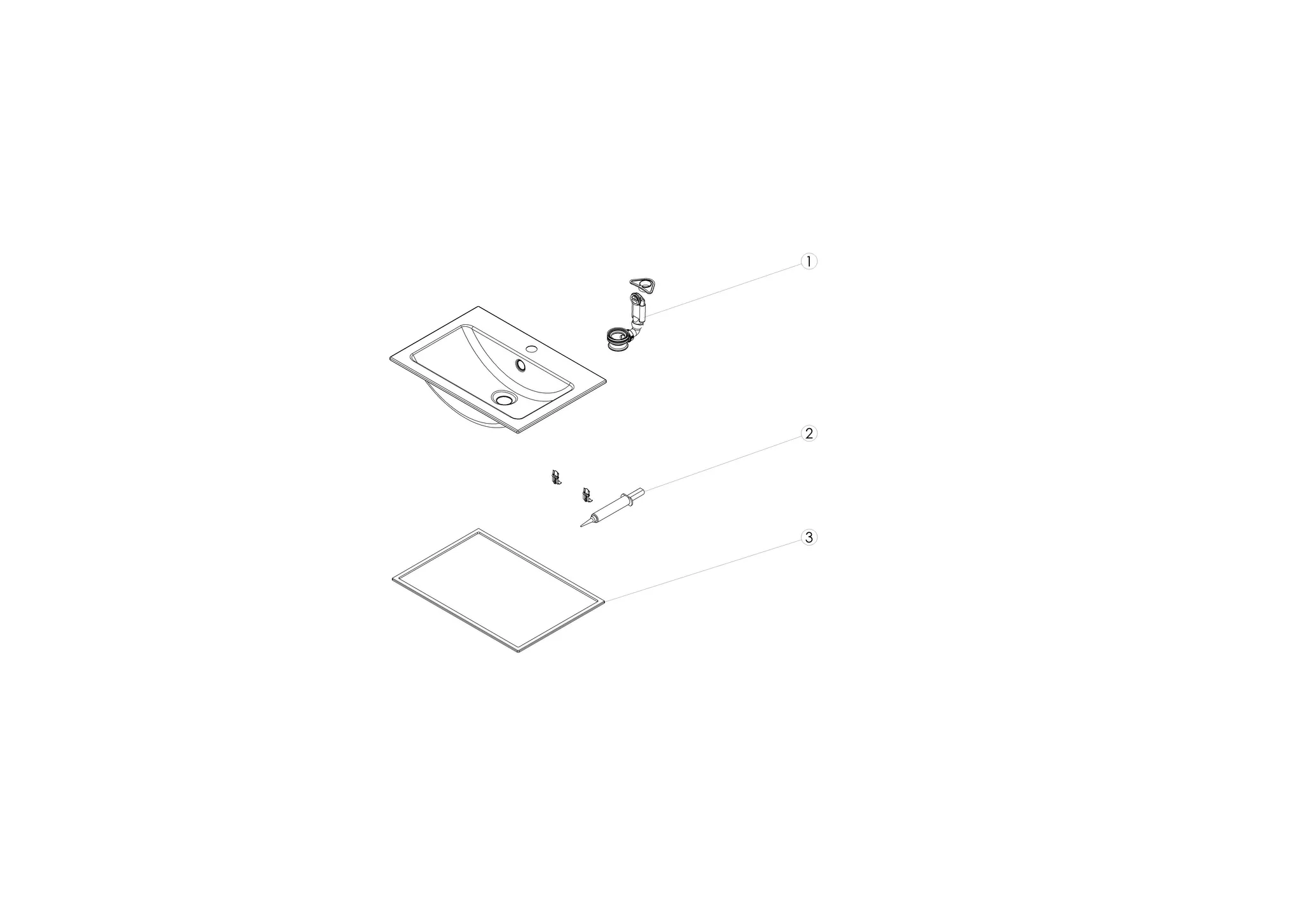 Waschbecken „R-Serie“ 585 × 135 mm, Hahnlochposition mittig mit ProShield