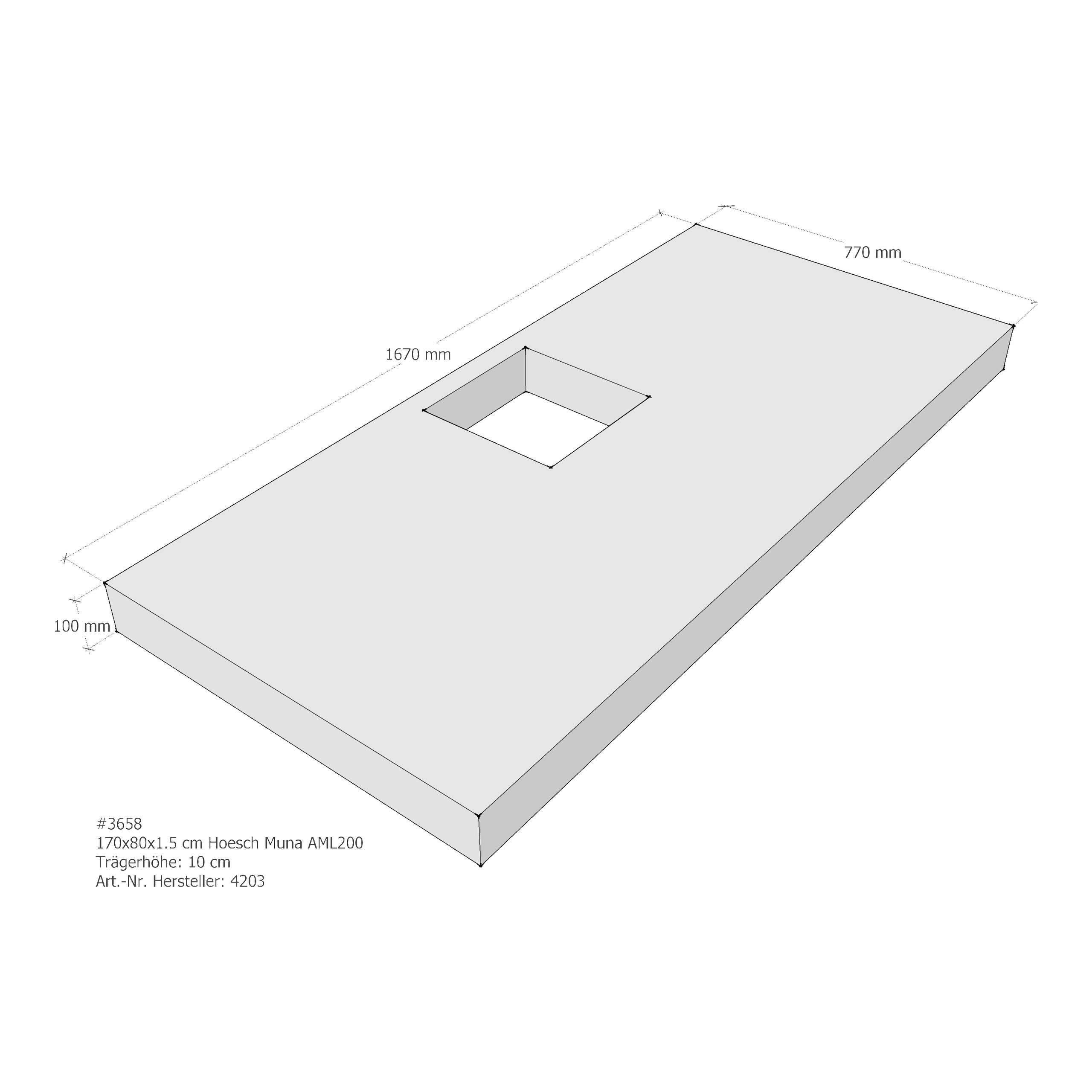 Duschwannenträger Hoesch Muna 170x80x1,5 cm AML200