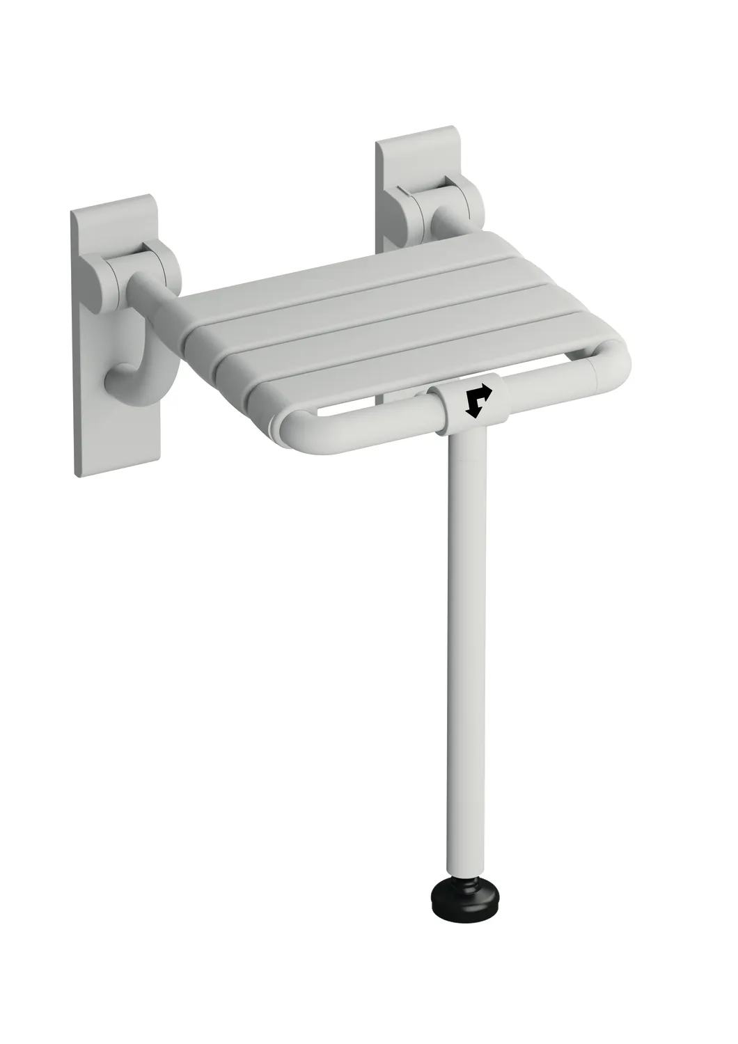 HEWI Klappsitz der Serie 801, Polyamid, matt, Breite 378 mm, Tiefe 414 mm, Signalweiß HEWI Klappsitz der Serie 801, Polyamid, matt, Breite 378 mm, Tiefe 414 mm, Signalweiß