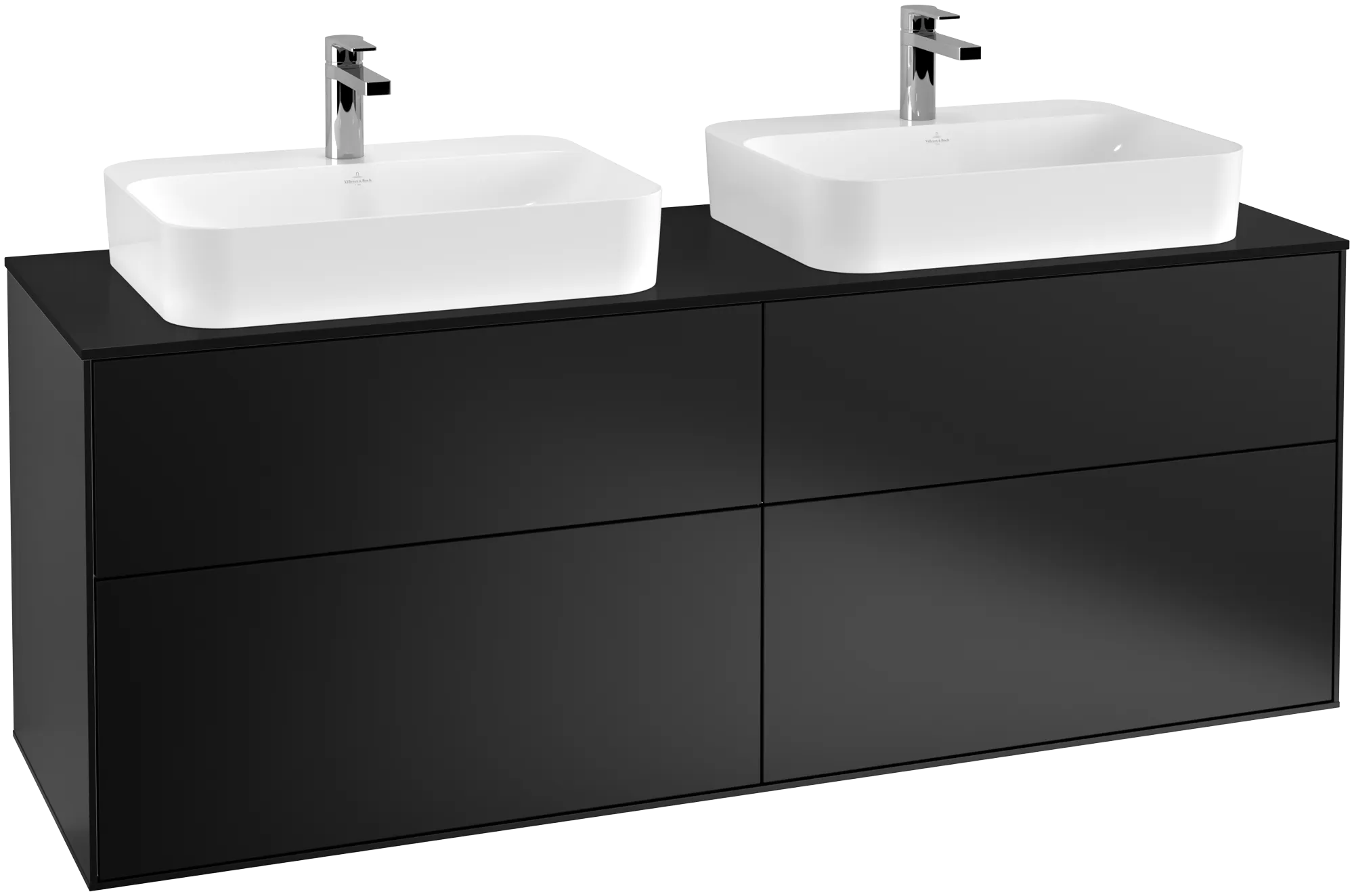 Villeroy & Boch Waschtischunterschrank „Finion“ für Schrankwaschtisch 1600 × 603 × 501 mm Black Matt Lacquer, für links und rechts