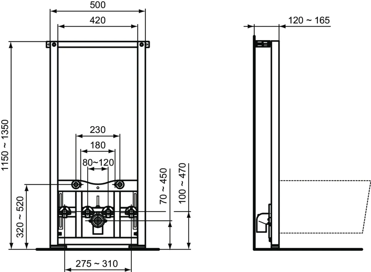 Ideal Standard Vorwand-/Einbauelement für Bidet „ProSys“ 115 × 42 × 12 cm Ideal Standard Vorwand-/Einbauelement für Bidet „ProSys“ 115 × 42 × 12 cm