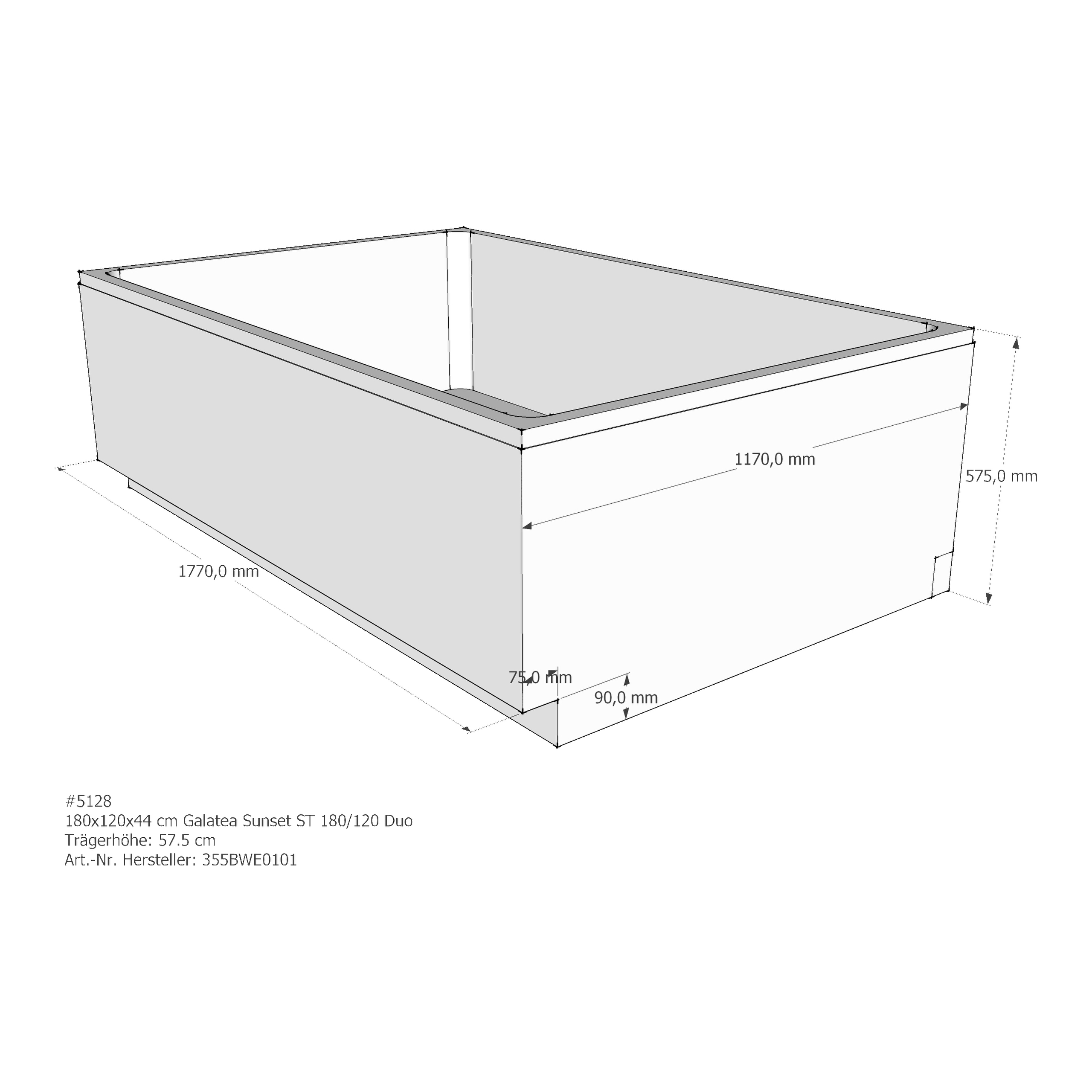 Wannenträger Galatea~Sunset ST 180/120 Duo 180x120x44 cm