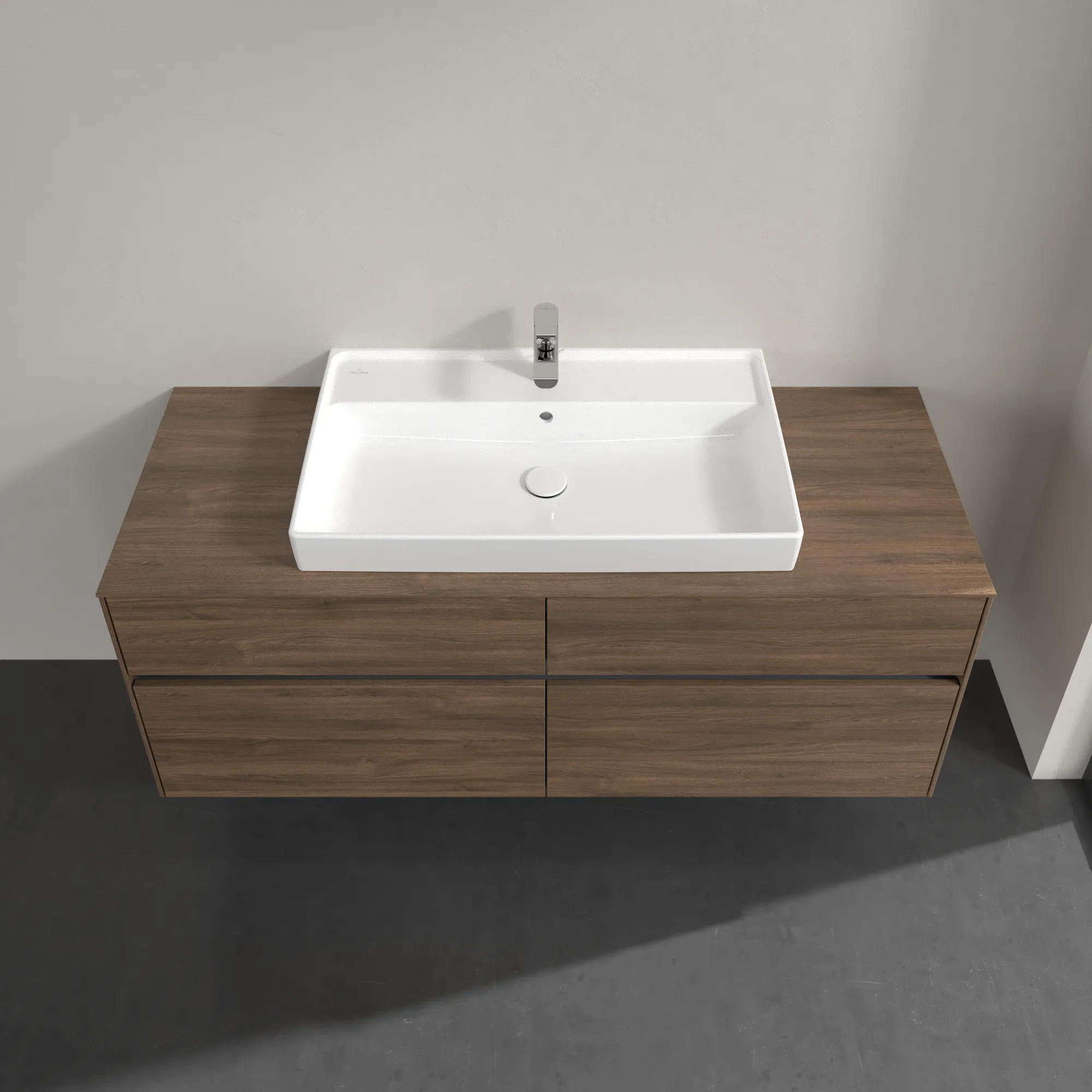 Villeroy & Boch Waschbeckenunterschrank Collaro Arizona Oak, 1400 x 500 mm, Höhe 548 mm, 4 Auszüge mit SoftClosing, mittige Wanneneinbauposition