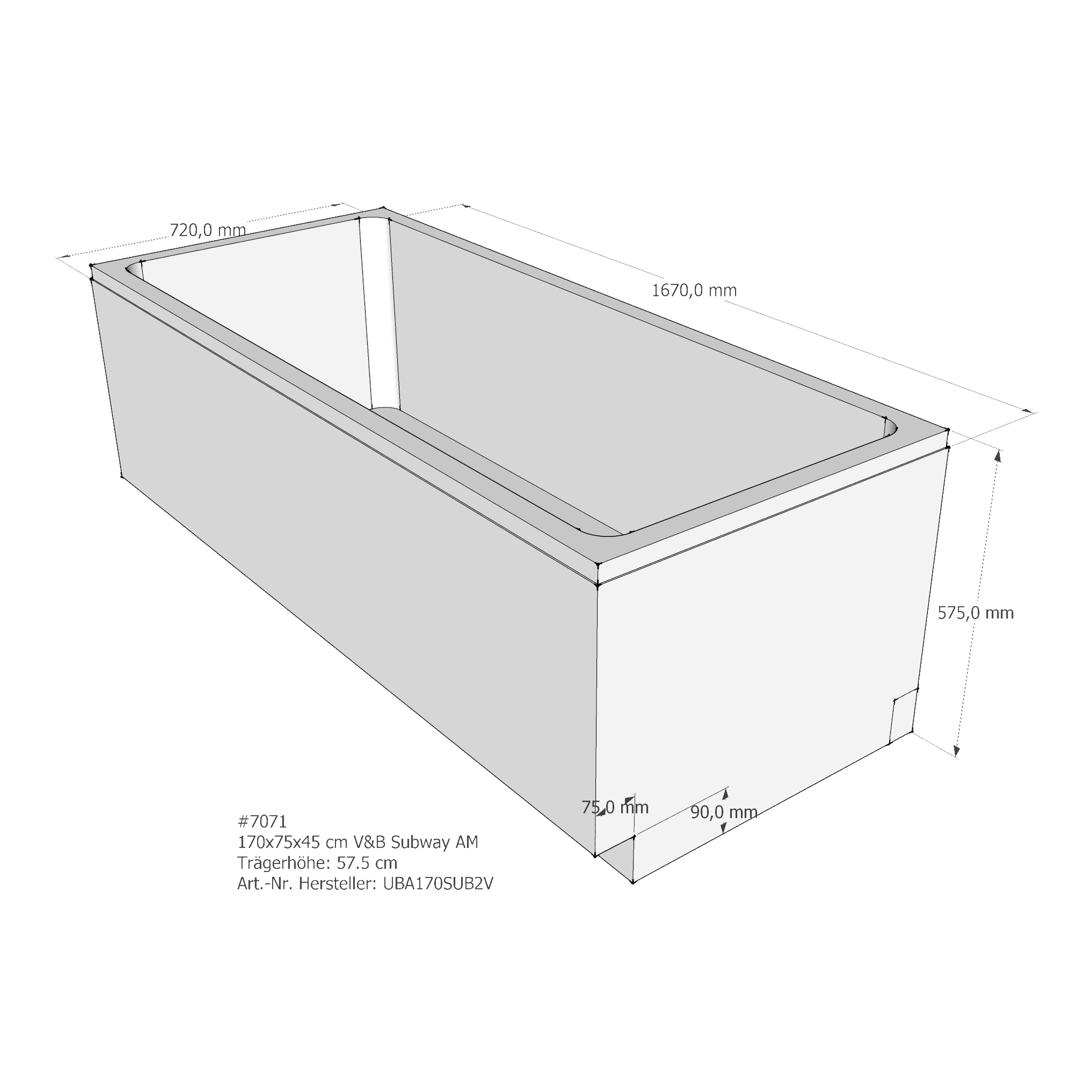 Badewannenträger für Villeroy & Boch Subway 170 × 75 × 45 cm Badewannenträger für Villeroy & Boch Subway 170 × 75 × 45 cm
