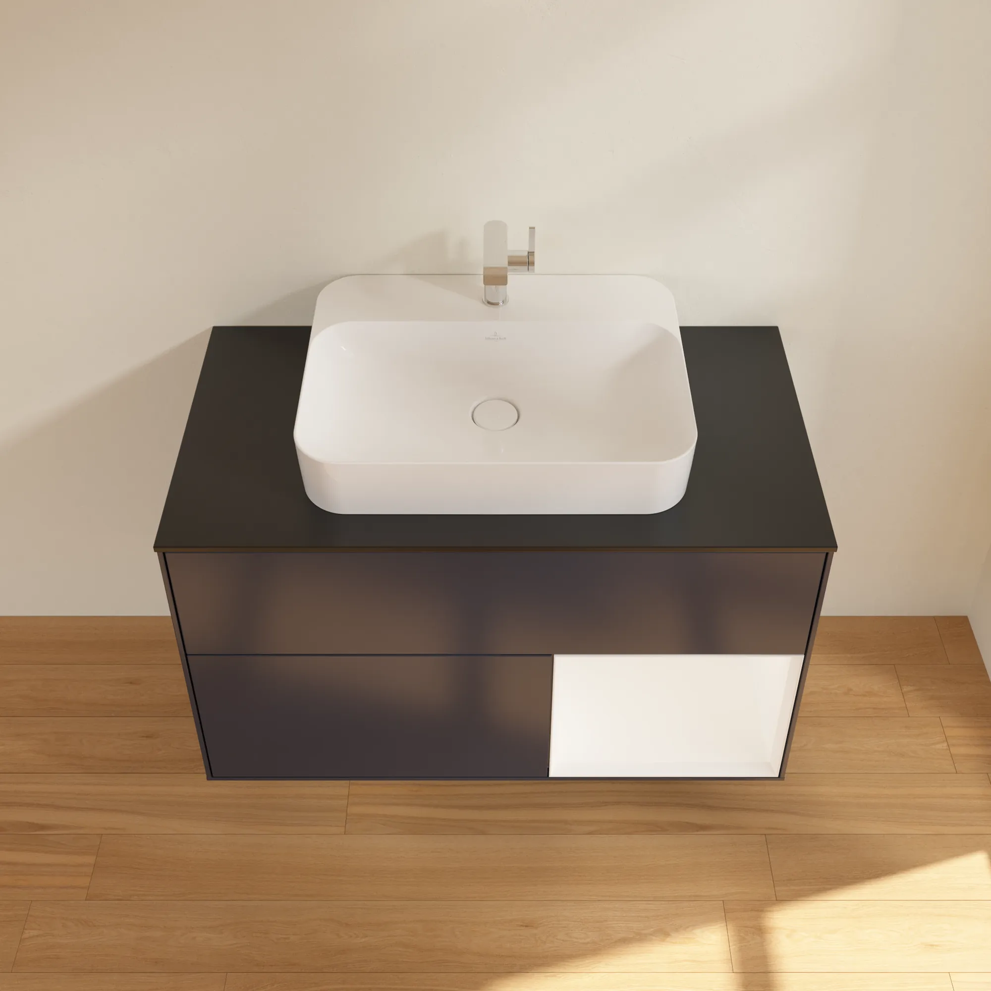 Villeroy & Boch Waschtischunterschrank „Finion“ für Schrankwaschtisch 1000 × 603 × 501 mm Midnight Blue Matt Lacquer, für Becken mittig