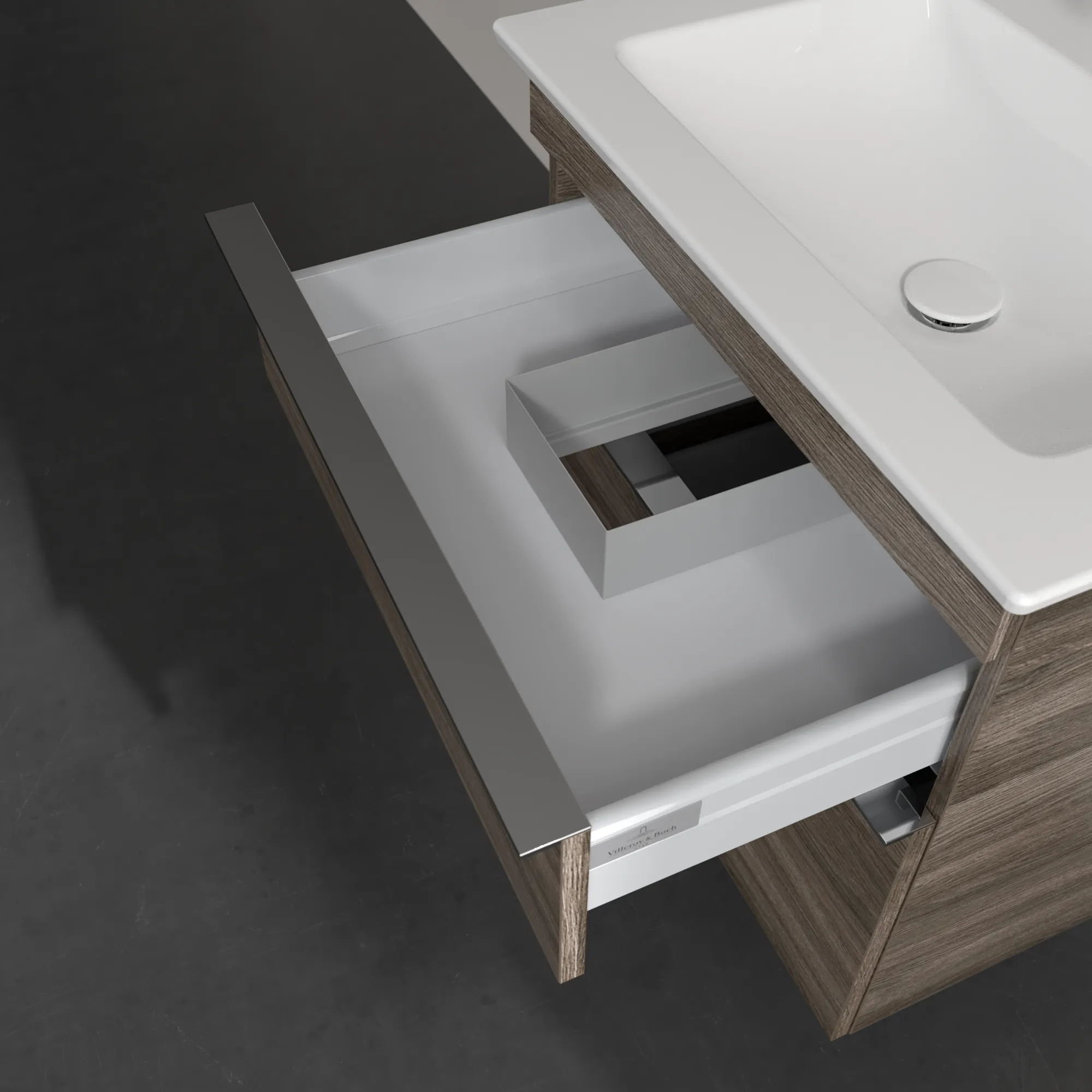 Villeroy & Boch Waschtischunterschrank „Venticello“ für Schrankwaschtisch 603 × 590 × 502 mm Stone Oak, für Becken mittig