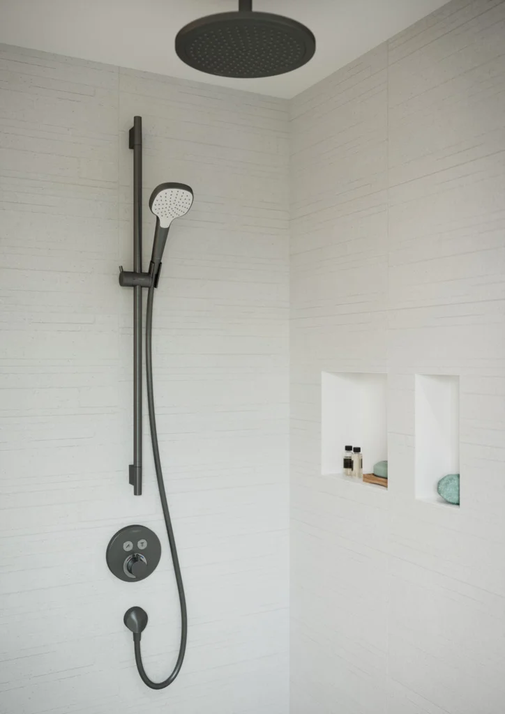Hansgrohe Unica Brausestange S Puro 90 cm BBC, 1008 mm Gesamtlänge, 22 mm Durchmesser, 160 cm Brauseschlauch, stufenlos verstellbare Handbrausehalterung aus Metall