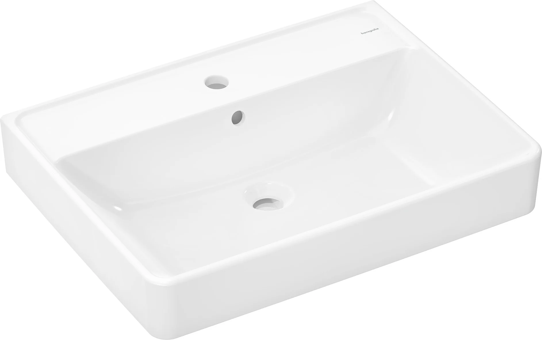 Hansgrohe Waschtisch Xanuia Q, weiß, 650x480 mm, wandhängend mit Hahnloch und Überlauf, SmartClean-Glasur