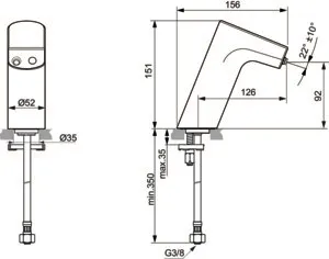 Sensor-Waschtischarmatur Intelliflow Batterie ohne Mixer Ausladung 126mm Chrom