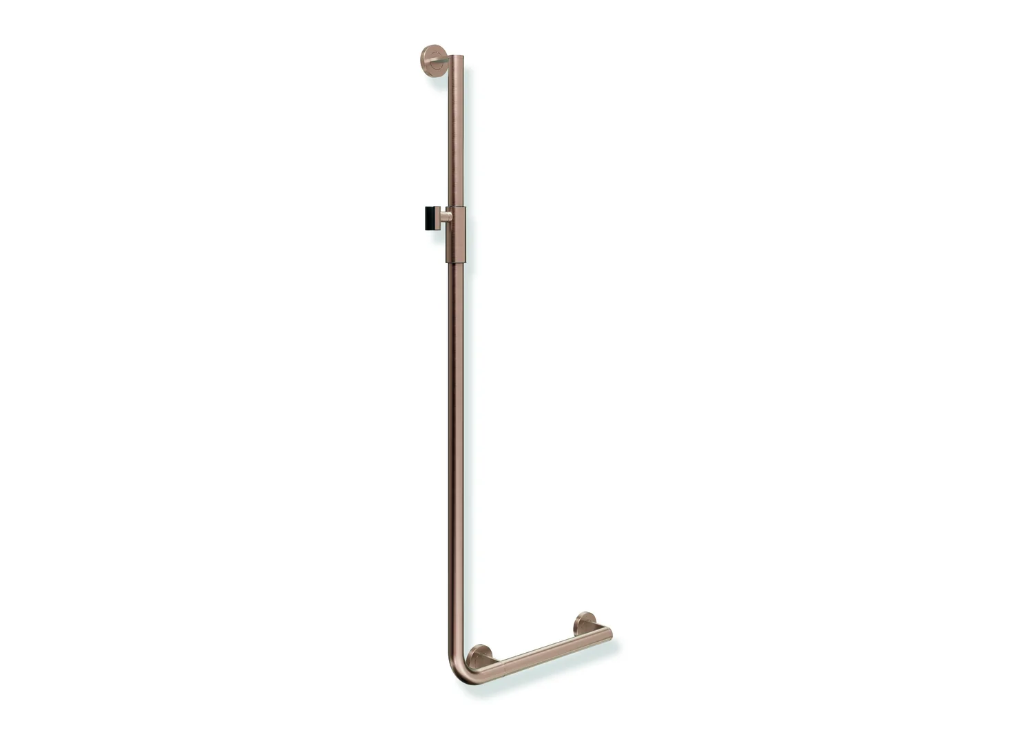 HEWI Winkelgriff System 900, PVD-beschichtet, Kupfer gebürstet, 32 mm Durchmesser, waagerecht 450 mm, senkrecht 1250 mm, rechts, mit magnetischem