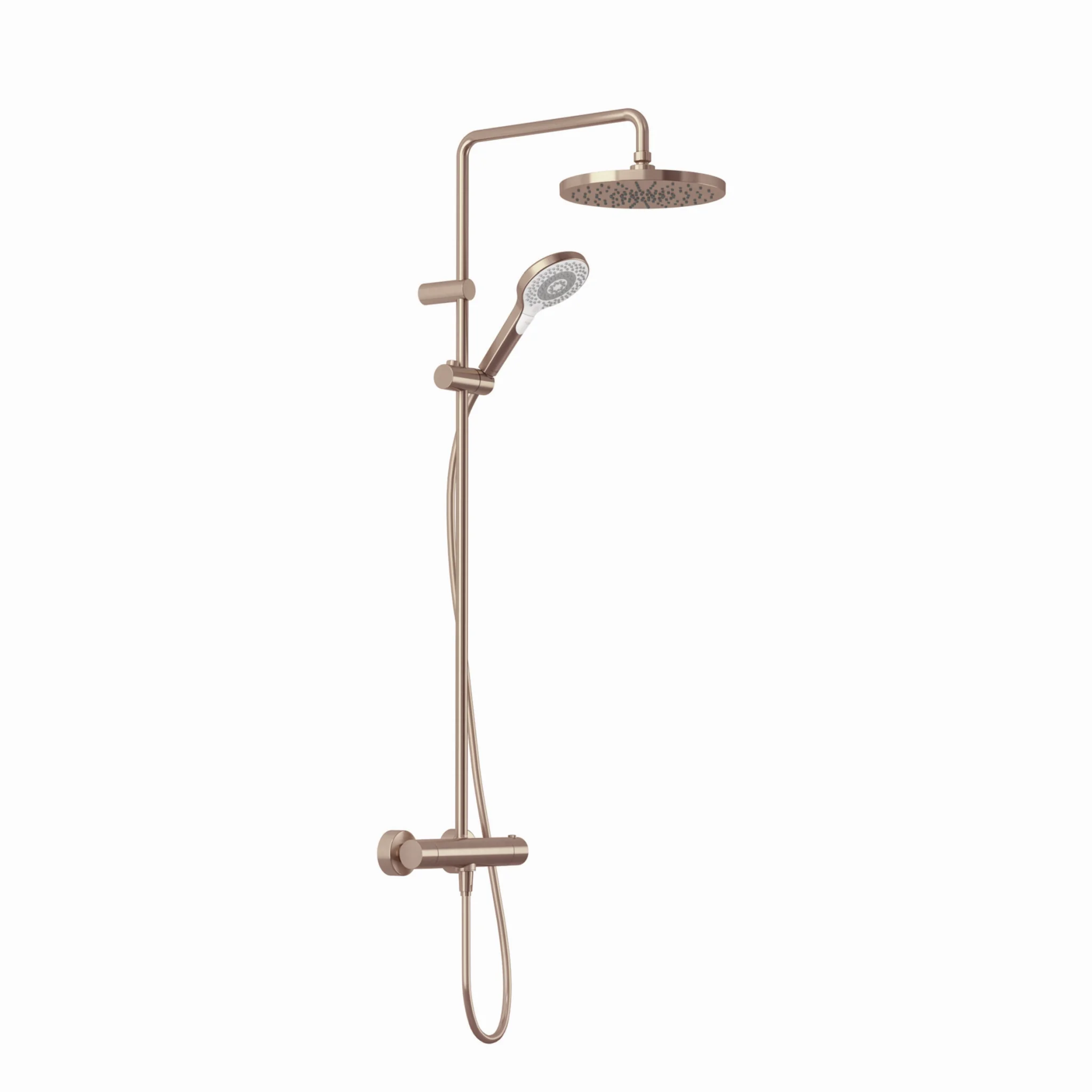 Kludi-DIVE Thermostat Dual Shower System Brushed Bronze PVD, Wandmontage, DN 15, 3 Strahlarten Body/Hair/Skin, Durchflussmenge 15 l/min., höhenverstellbare Handbrausehalterung