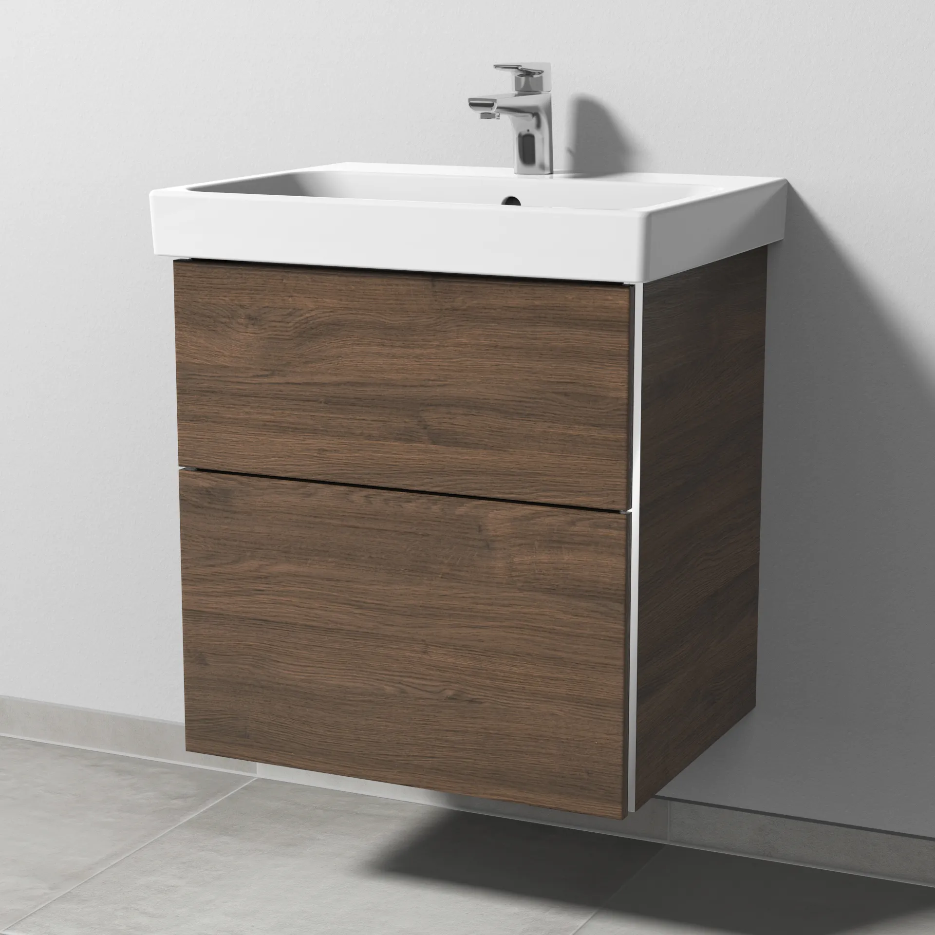 Sanipa Waschtischunterschrank „3way“ 550 × 588 × 453 mm in Eiche Arizona, mit Hahnlochbohrung, Becken mittig