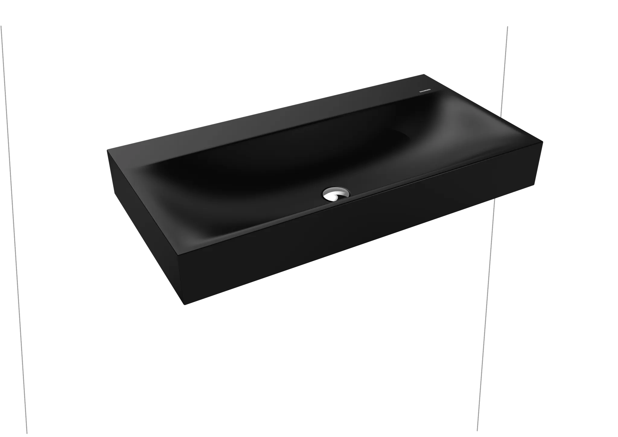 Wandwaschtisch „Silenio“ 90 × 46 cm, ohne Hahnlochbohrung in schwarz matt, mit Perl-Effekt