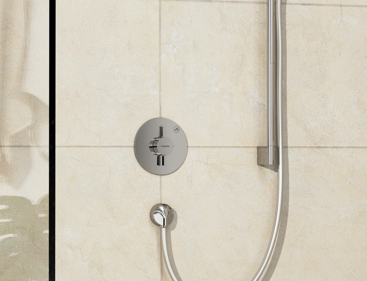 Hansgrohe DuoTurn S Mischer Unterputz, Chrom, 1 Verbraucher, maximale Durchflussmenge bei 3 bar: 29,5 l/min, flache Rosette für mehr Platz in der Dusche