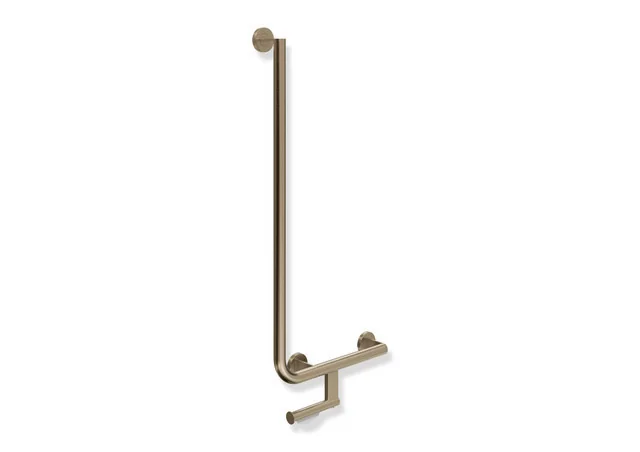 HEWI Winkelgriff mit WC-Papierrollenhalter, System 900, Edelstahl PVD bronze gebürstet, waagerecht 400 mm, senkrecht 900 mm, rechts