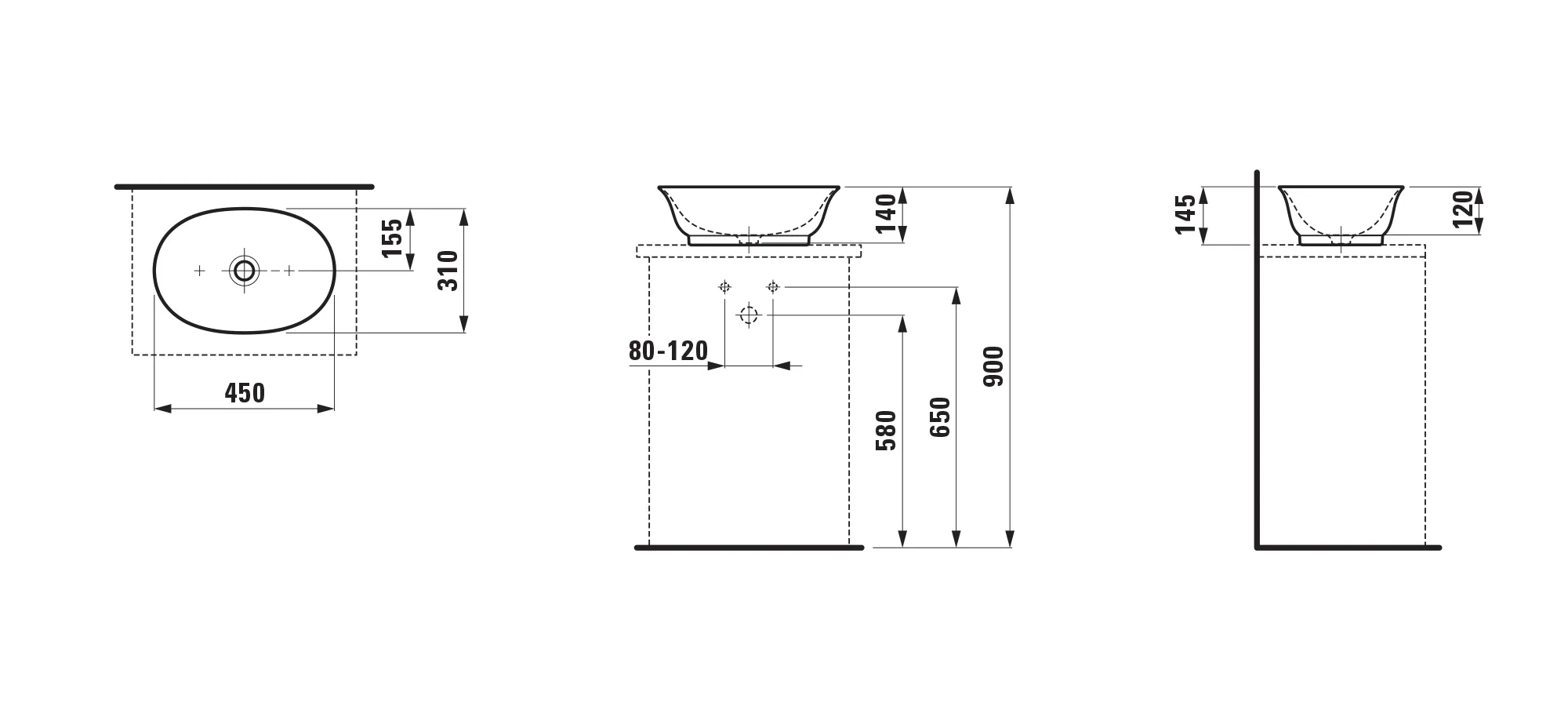 Waschtisch-Schale THE NEW CLASSIC 310x450x140 ohne Hahnloch ohne Überlauf weiß Waschtisch-Schale THE NEW CLASSIC 310x450x140 ohne Hahnloch ohne Überlauf weiß