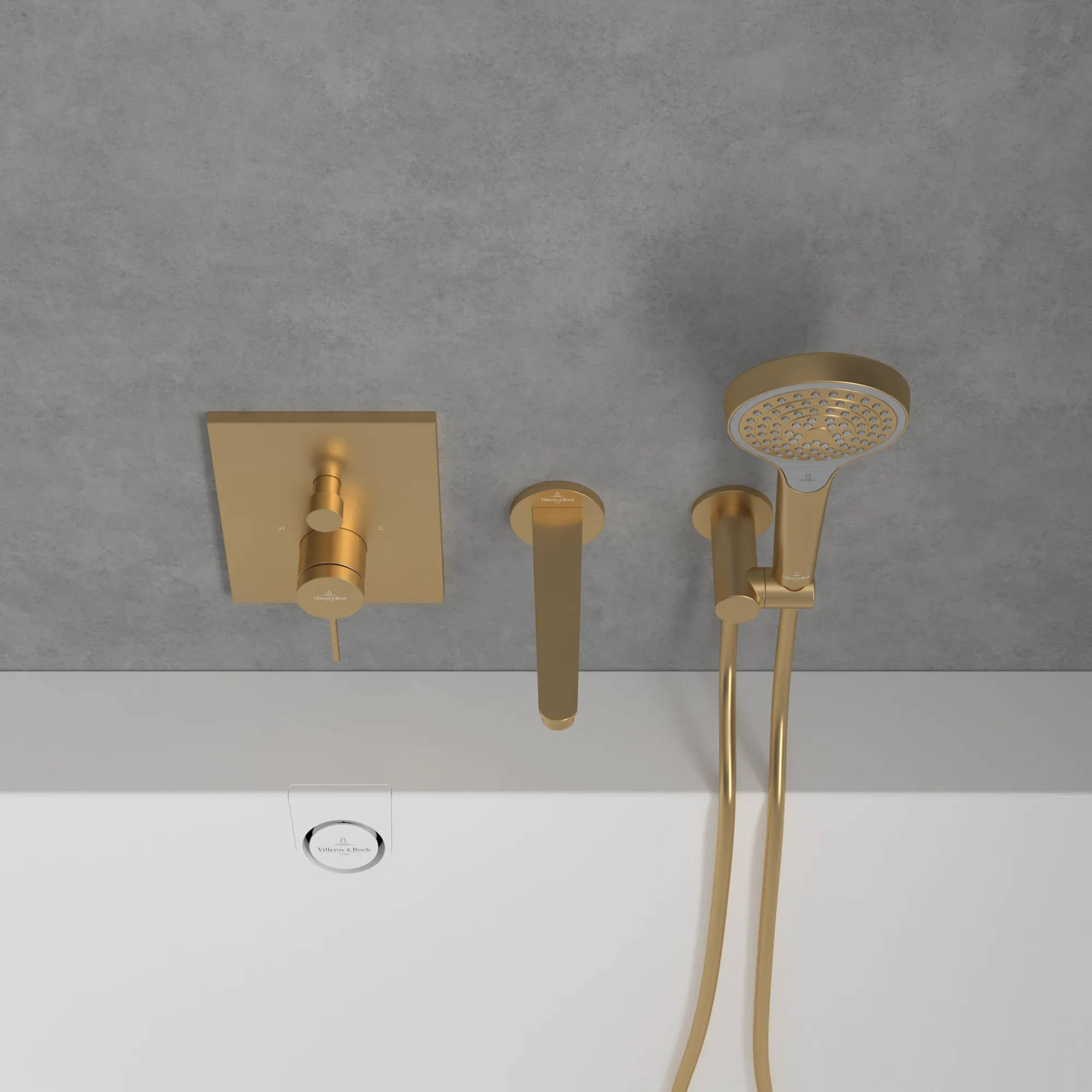 Zweihand-Unterputz-Armatur „Conum“ 12,4 cm in Brushed Gold Zweihand-Unterputz-Armatur „Conum“ 12,4 cm in Brushed Gold