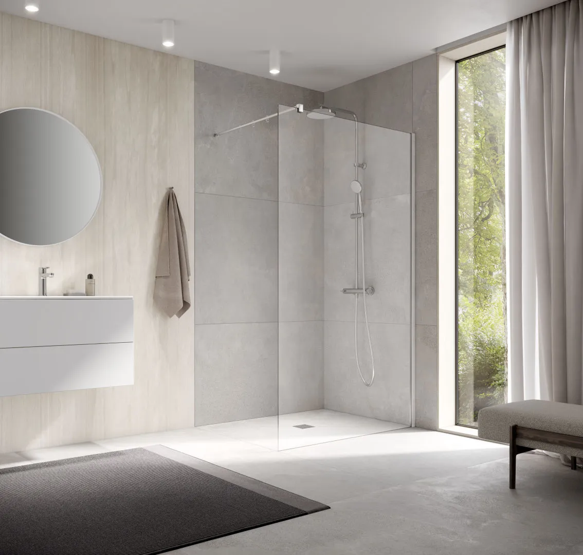 Kermi Duschdesign Walk-In-Duschkabine „WALK-IN XB“ Glas Klar, Profile Silber Mattglanz, BV: 780 - 800 mm WE: 785 - 805 mm H: 2000 mm