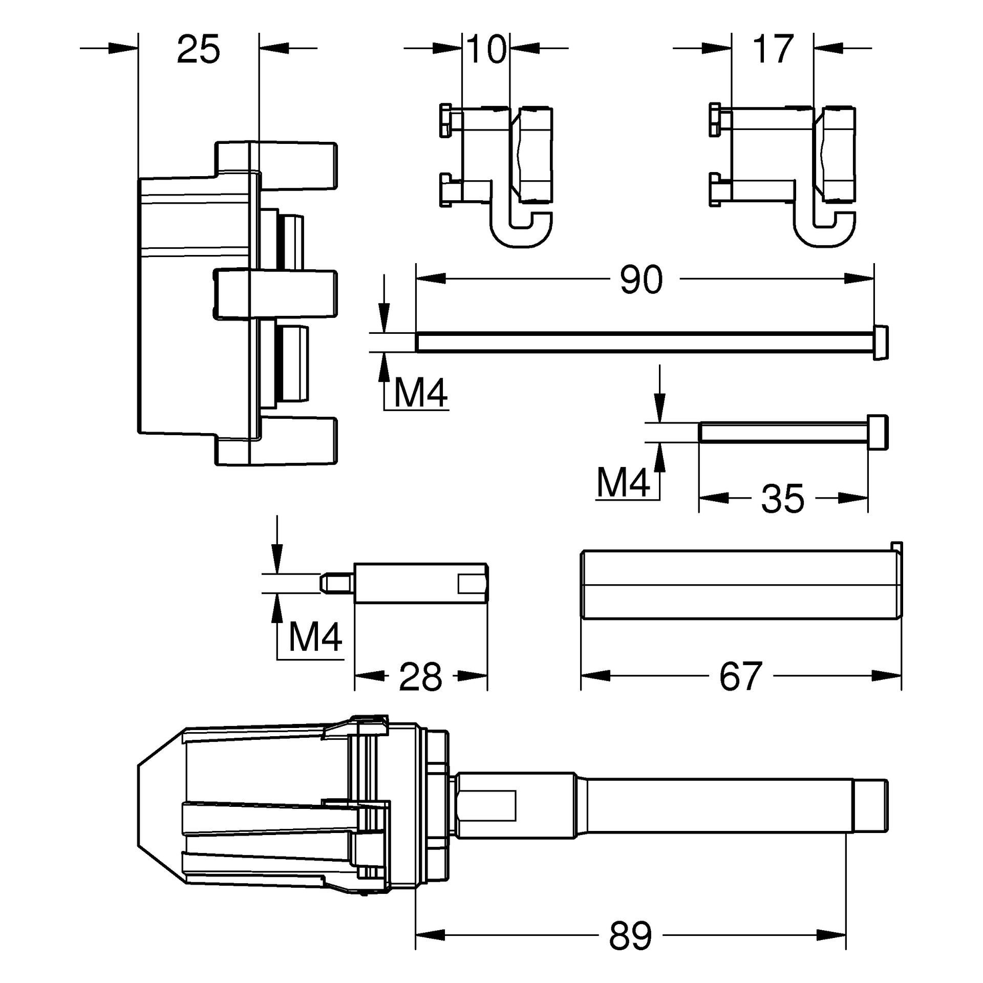 Universal-Verlängerungsset 25 mm 14056, für Fertigmontagesets Einhand-Wannen und -Brausemischer sowie Einhandmischer mit 3-Wege-Umstellung in Kombination mit Rapido SmartBox