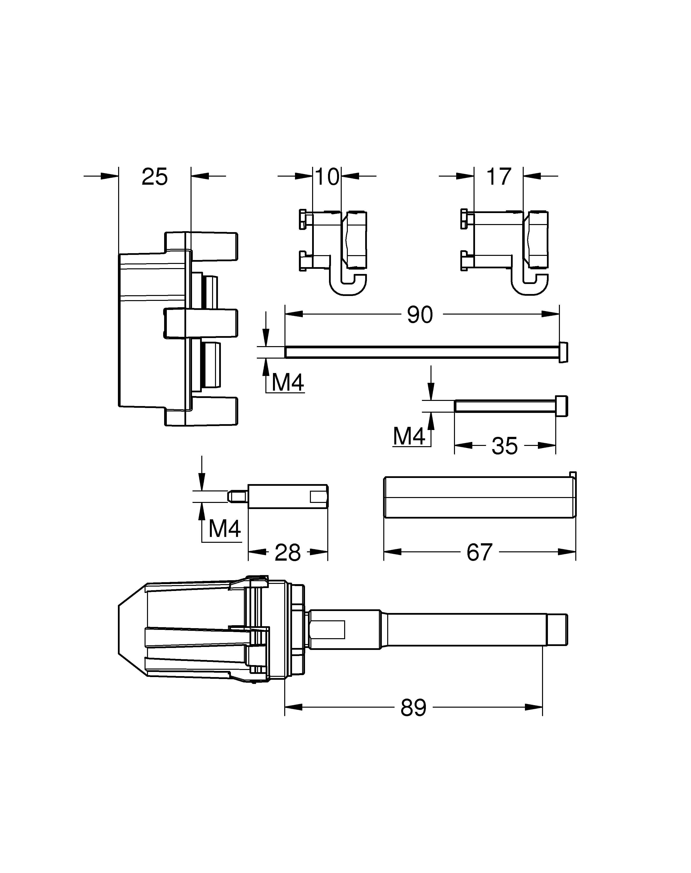 Universal-Verlängerungsset 25 mm 14056, für Fertigmontagesets Einhand-Wannen und -Brausemischer sowie Einhandmischer mit 3-Wege-Umstellung in Kombination mit Rapido SmartBox