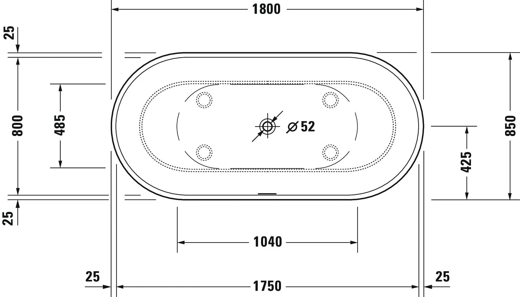 Duravit Badewanne „Luv“ freistehend oval 1800 × 850 mm in Weiß (matt) Duravit Badewanne „Luv“ freistehend oval 1800 × 850 mm in Weiß (matt)