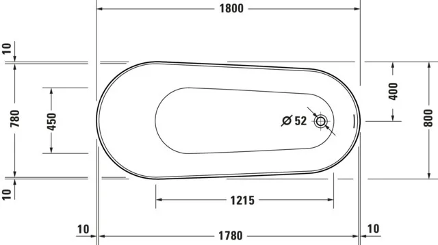 Duravit Badewanne „DuraFaro“ freistehend oval 180 × 80 cm