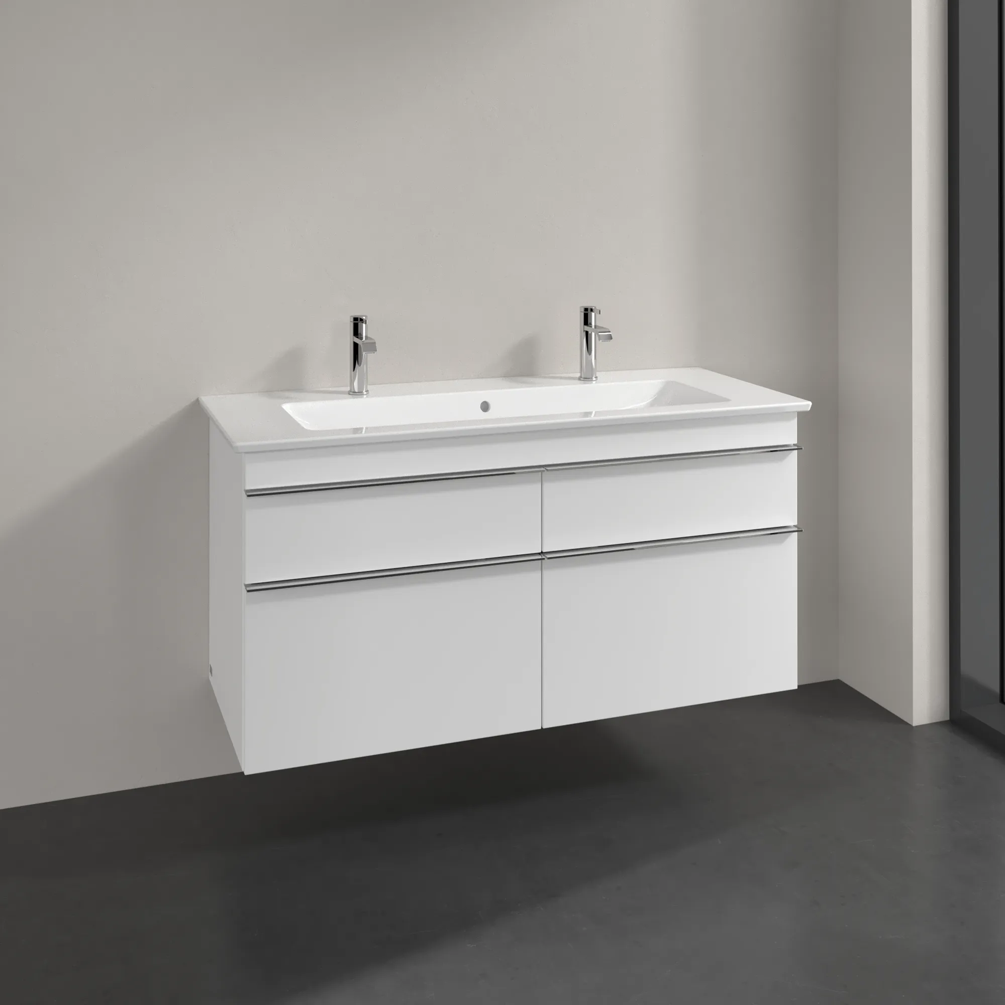 Villeroy & Boch Waschtischunterschrank „Venticello“ für Schrank-Doppelwaschtisch 1153 × 590 × 502 mm Weiß Matt, für Becken mittig