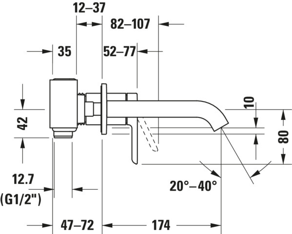 C.1 Einhebel-Waschtischmischer Unterputz,Ausl.174 Breite 173 mm
