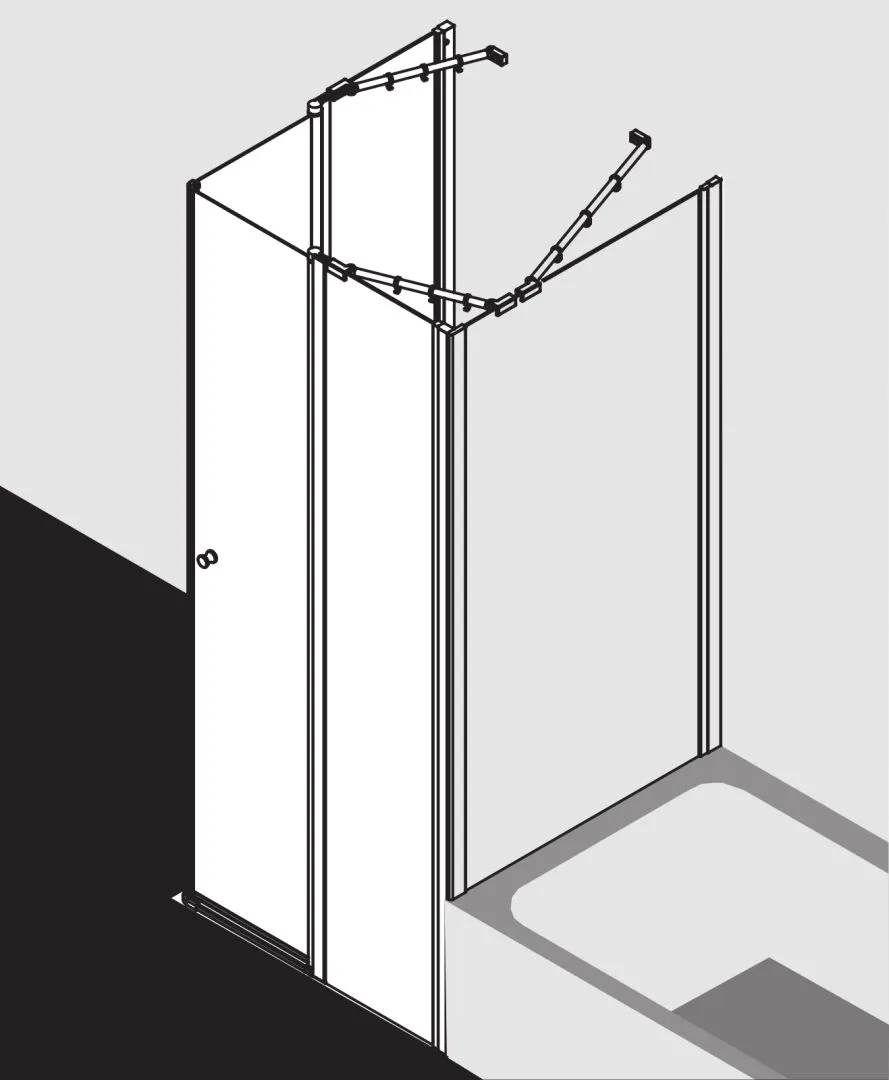 Kermi Duschtür Eckeinstieg 2-teilig (Pendeltüren mit Festfeldern) Halbteil rechts „IBIZA 2000“ 175 cm Glas Klar, Profile Weiß (RAL 9016), Anschlag rechts, Drehtür zweiteilig