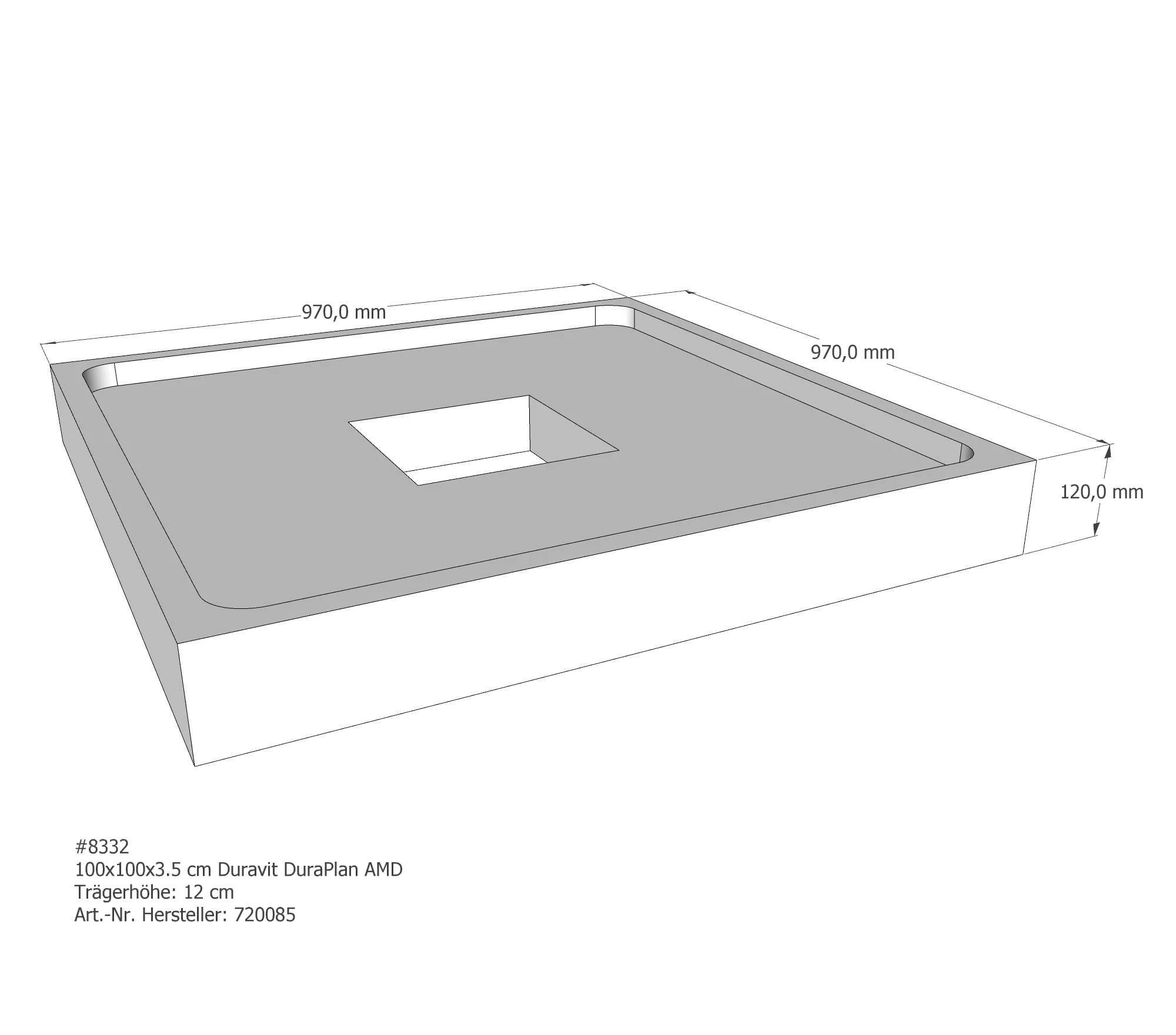 Duschwannenträger passend für Duravit DuraPlan 100 × 100 × 3,5 cm Duschwannenträger passend für Duravit DuraPlan 100 × 100 × 3,5 cm