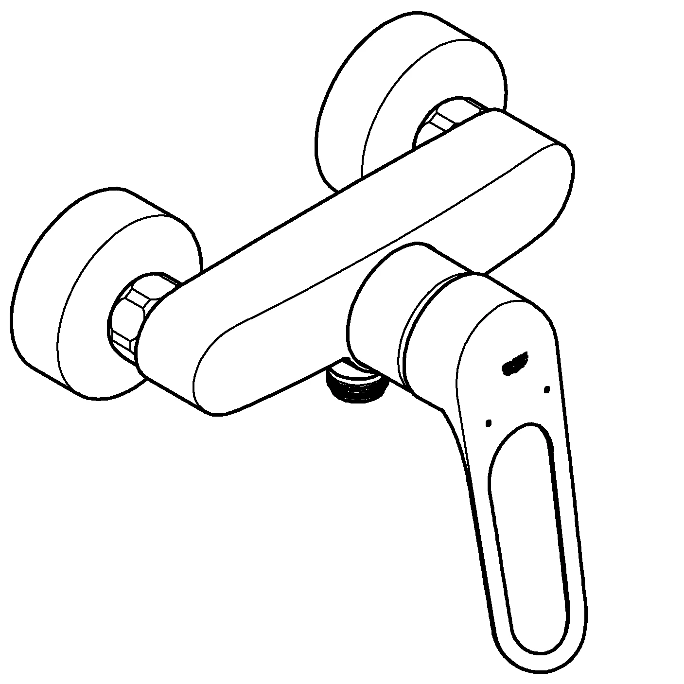 Einhand-Brausebatterie Eurosmart, 25242_3, Wandmontage, offener Metall-Hebelgriff, Temperaturbegrenzer, S-Anschlüsse, eigensicher, chrom